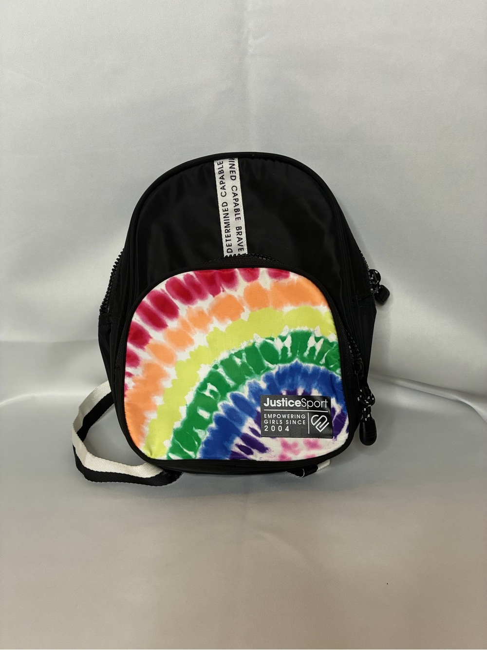 Justice Tie-Dye Front Pocket Mini Backpack - Black with Rainbow